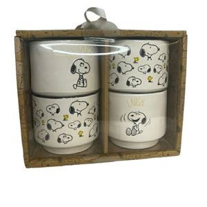 Rae Dunn Peanuts Snoopy and Woodstock Stacking Ramekins Set of 4